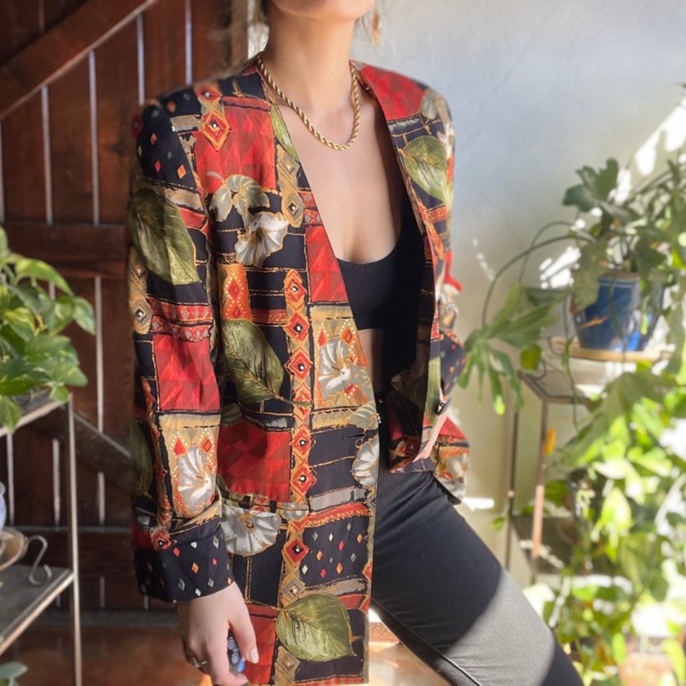 Vintage | Joyce Vibrant Floral Print Blazer